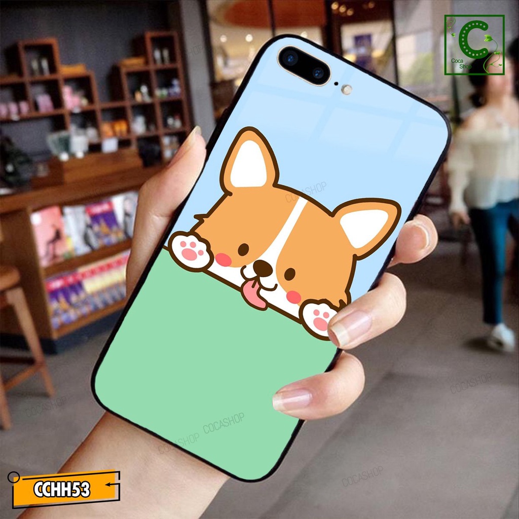 Ốp lưng iphone mặt kính cực đẹp, chống trày xước  - Chú chó đòi ăn - 6/6plus/6s/6splus/7/7plus/8/8plus/x/.....