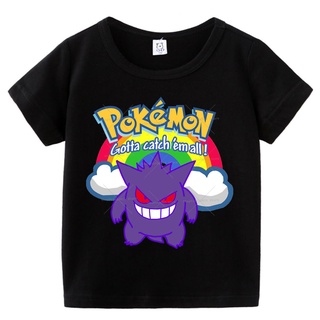 Áo thun Pokemon hoạt hình cotton trẻ em Áo thun thông thường hàng đầu thời trang ngắn tay quần áo đa năng