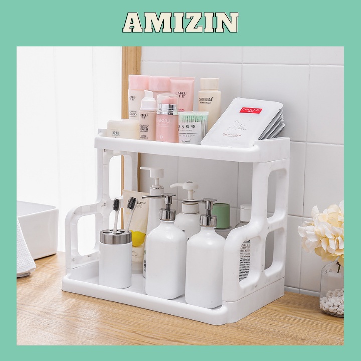 Kệ đựng gia vị đa năng AMIZIN Kệ đựng gia vị nhà bếp 2 tầng nhựa cao cấp giá rẻ