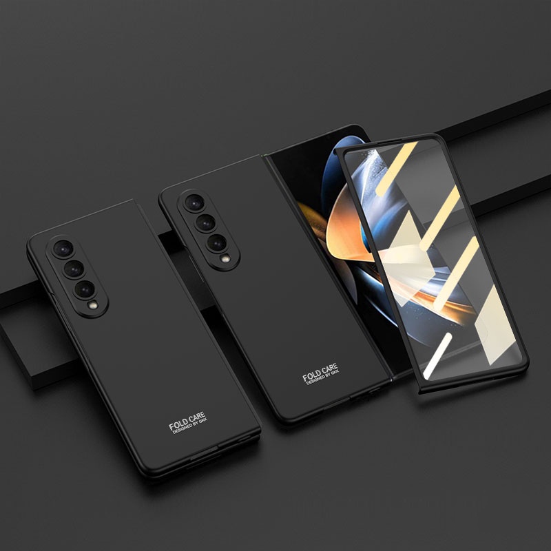 Ốp Điện Thoại Chống Sốc Z Fold 7 6 4 5G 360 Bảo Vệ Toàn Màn Hình Kính Cường Lực Cho Samsung Galaxy Fold 5 Matte PC Cover