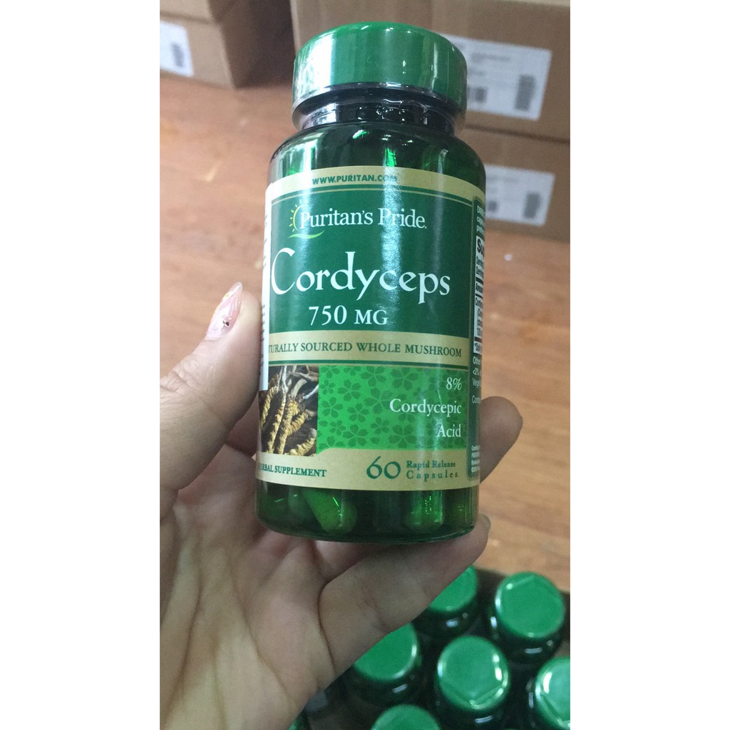 Ảnh Đông trùng hạ thảo bổ thận tráng dương tăng cường sinh lực Puritan's Pride cordyceps mushroom 750mg 60v 2