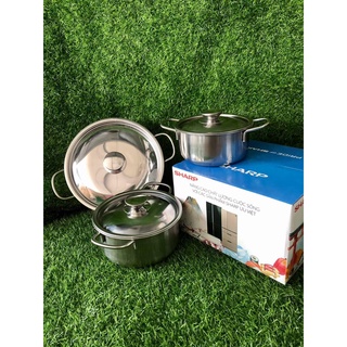 [SALE] Bộ 3 nồi inox SHARP nắp inox 24cm 20cm 16cm dùng dược bếp từ và mọi loại bếP