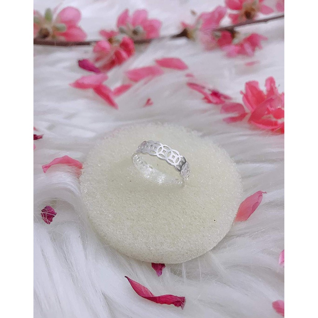 Nhẫn nữ - Nhẫn kim tiền trơn bạc ta - phụ kiện thời trang