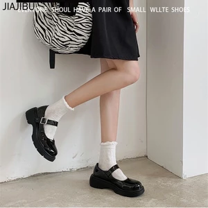 35-44 giày đi học cao gót màu đen đồng phục sinh viên giày giày nữ thời trang 44 Size Fashion Korean Style Mary Jane Small Leather Shoes for Girls 41 Japanese Cute Lolita Single Shoes 43 British JK Uniform Plus Size High Heel Platform Mary Jane Shoes 42