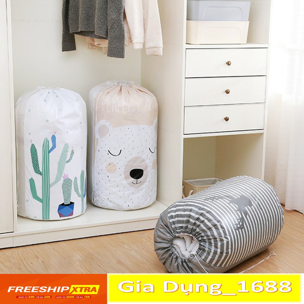 Túi đựng chăn màn quần áo💚CAM KẾT CHUẨN💚Túi vải đựng đồ chống thấm có dây rút