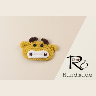 Kẹp tóc con trâu vàng bằng len cho nữ và bé gái ngộ nghĩnh 5.5cm |Cặp tóc động vật|Shop Rô Handmade