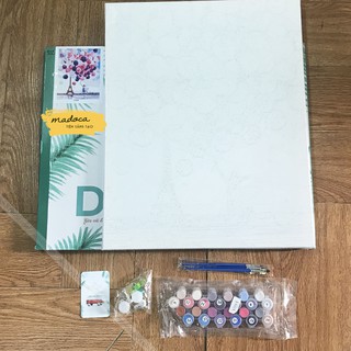 Tranh tô màu số hóa Madoca có khung 40x50cm Bay giữa Paris T922