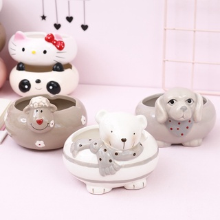 Gạt Tàn Thuốc Bằng Sứ 8.5cm/9.5cm Họa Tiết Hoạt Hình Động Vật Đáng Yêu Kiểu Hàn Quốc