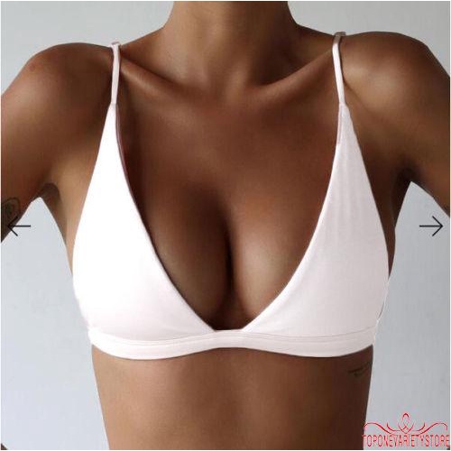 Áo Bikini mùa hè dành cho nữ, Áo ngực dây có đệm màu trơn miễn phí, Khóa lưng tam giác Áo tắm