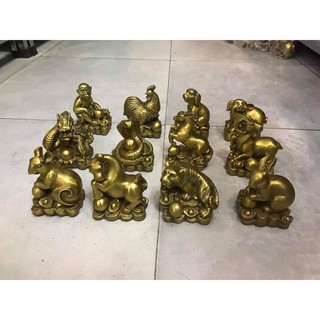 Tượng 12 con giáp cầm Ngọc bằng đồng nguyên chất vật phẩm phong thuỷ linh vật