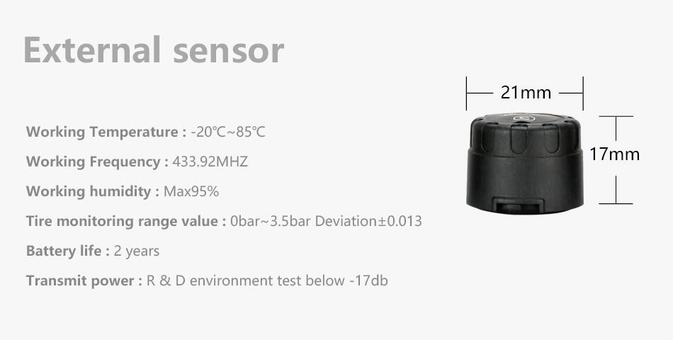 Mô tả Hệ Thống Giám Sát Áp Suất Lốp Xe Hơi TPMS Thông Minh Sạc Năng Lượng Mặt Trời Tự Động Màn Hình LCD Với 4 Cảm Biến - 12