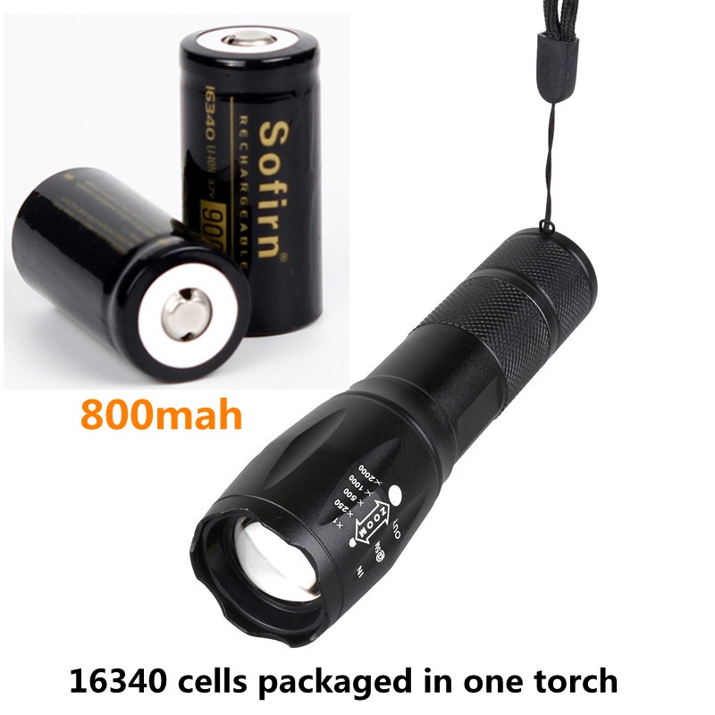 Đèn pin có thể phóng to lắp hai chiếc pin 16340 800mah không cần sạc ...