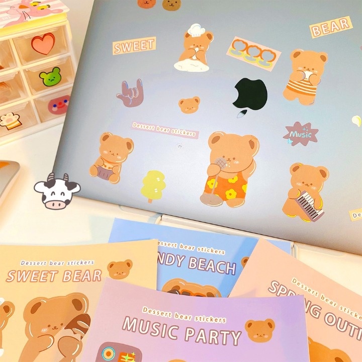Sticker cute dán sổ dán mũ bảo hiểm điện thoại laptop thiết kế cá nhân tấm lớn K48.