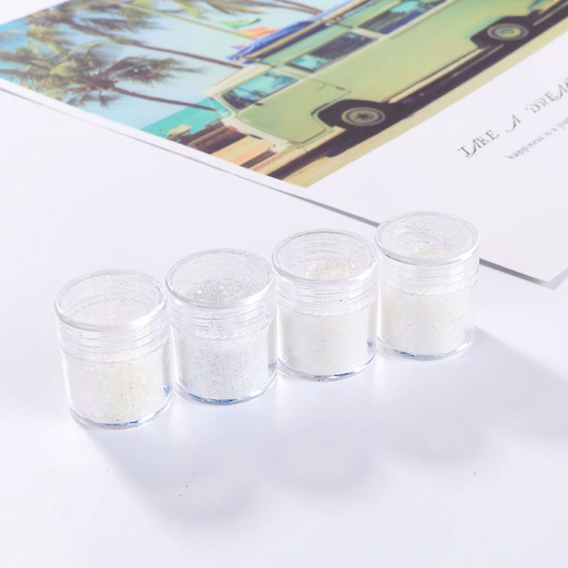 Chai kim tuyến sequin resin 4 màu trắng cầu vồng dùng làm trang sức trang điểm làm móng tay