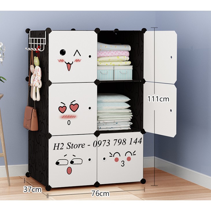 Tủ Nhựa Lắp Ghép 6 Ô Cửa Mặt Cười Để Quần Áo Đa Năng Thông Minh Sâu 47Cm |  Shopee Việt Nam