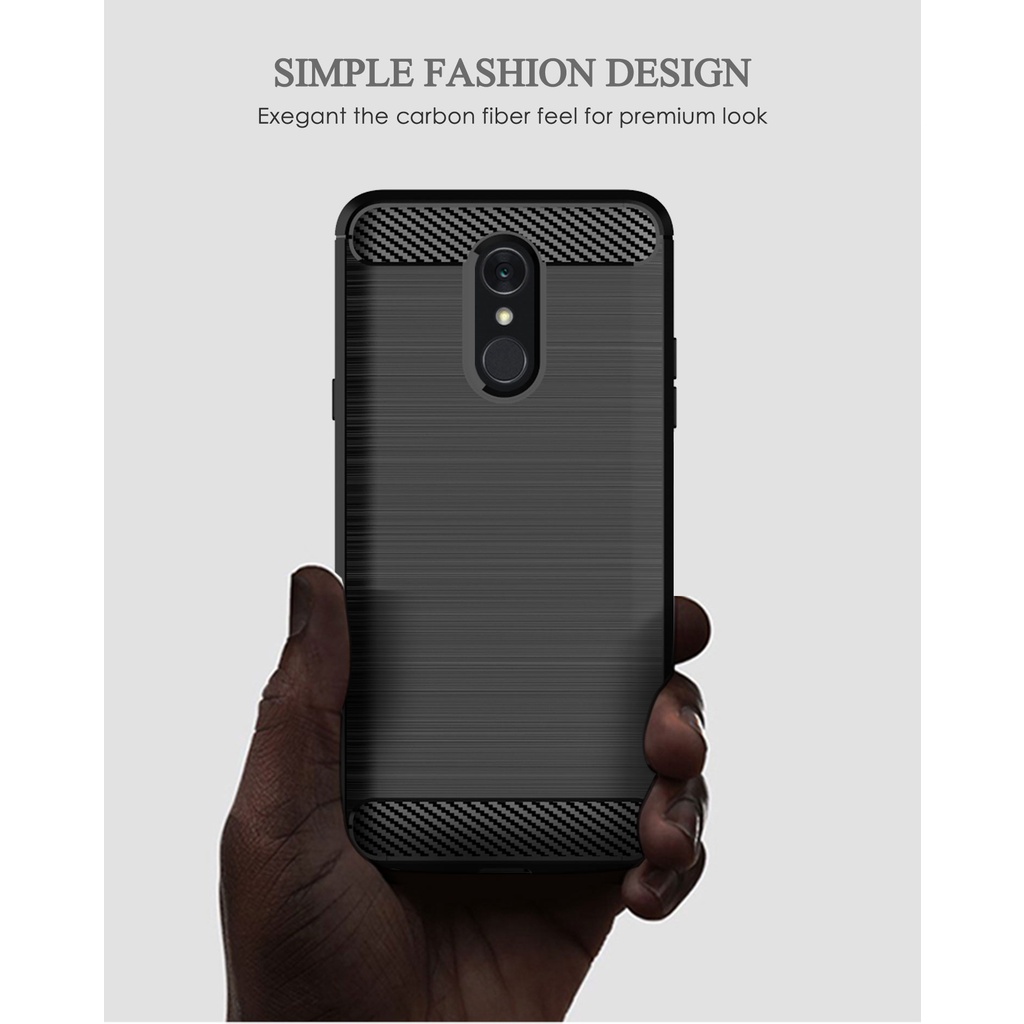 Sọc chải sợi Carbon LG Q8 2018 / Q Stylo + Q Stylus Alpha Stylo4 plus + Vỏ điện thoại tpu silicon mềm Vỏ bảo vệ chống sốc