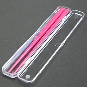 Đũa nhựa cao cấp kèm hộp đựng G&B bảo vệ 18cm màu hồng xanh - Hàng nội địa  Nhật - 4965534886734