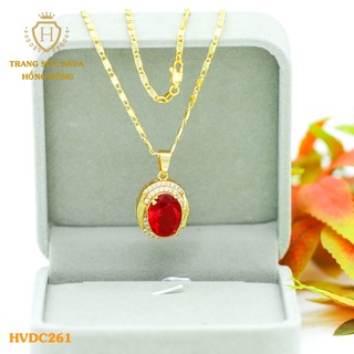 Dây Chuyền Nữ Titan, Vòng Cổ Mặt Đính Đá Xi Mạ Vàng Non 24k Cao Cấp - Trang Sức Hava Hong Kong