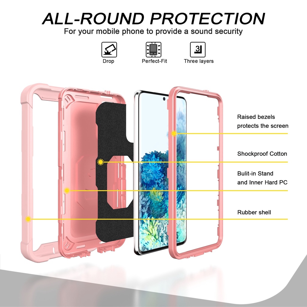 Ốp lưng chống sốc 360 Full Armor Samsung Galaxy S20 FE A02S A12 A32 Samsung A52 vỏ A72 5G Vỏ điện thoại sang trọng Nhẫn đứng Coque