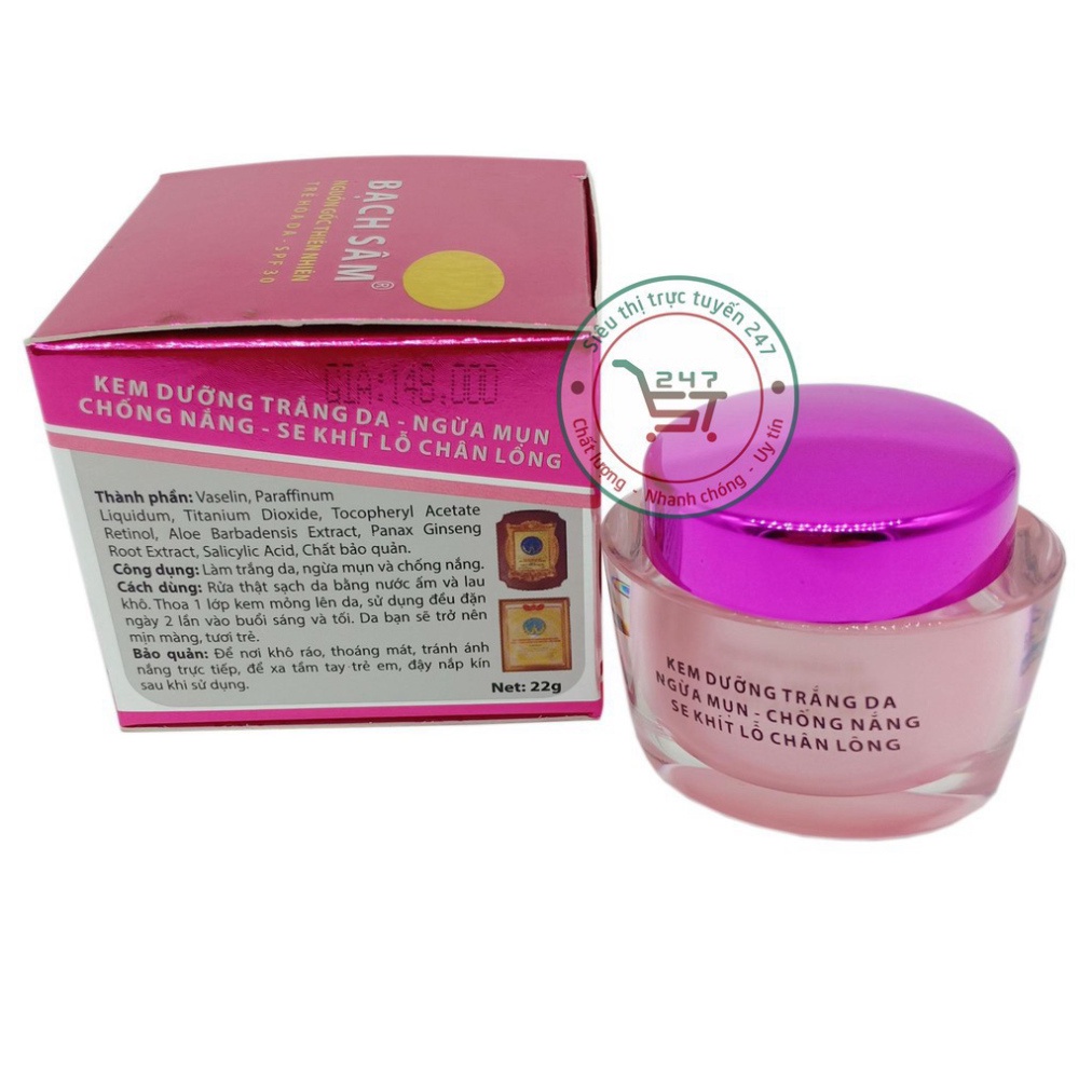 Kem Mụn Thâm Trắng da Chống nắng Se khít lỗ chân lông Bạch Sâm K19 22g (Hồng-xám)