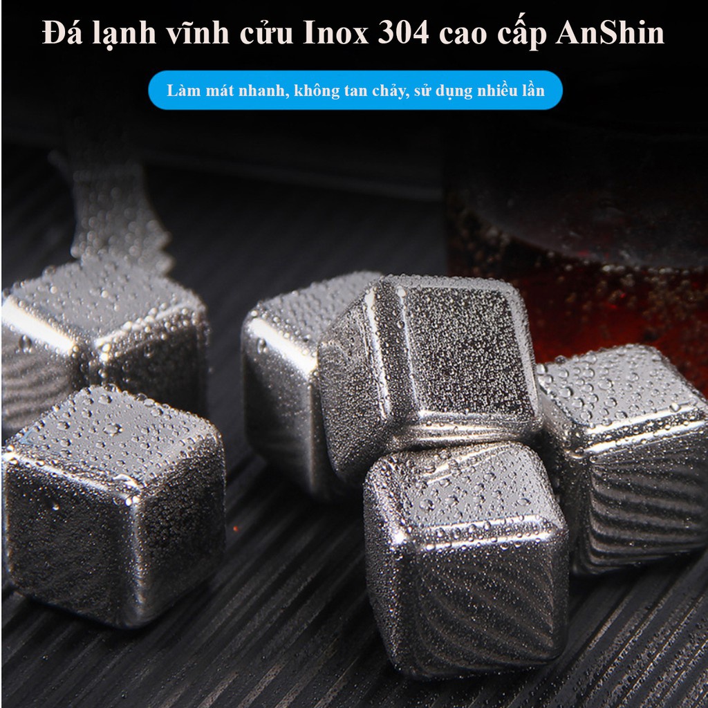 Đá Vĩnh Cửu Không Tan Hộp 8 Viên Đá INOX304 Lạnh Vĩnh Cửu Dùng Dụng Cụ Nhà Bếp An Toàn Tiện Lợi 956
