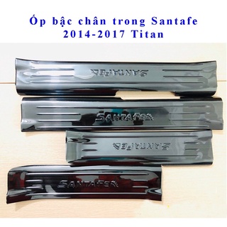 Ốp bậc cửa, nẹp bước chân trong, ngoài xe Hyundai Santafe 2014-2018 - Titan cao cấp