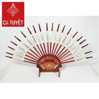 ĐŨA THỜ BỘ 10 ĐÔI PHONG THỦY GỖ HƯƠNG KHẢM HOA VĂN