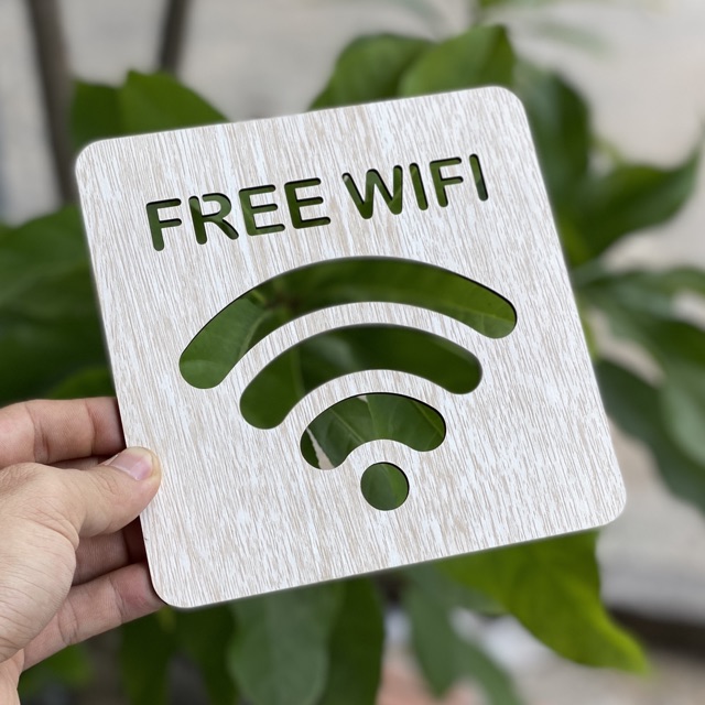 Bảng Gỗ Decor Free Wifi trang trí quán Cafe Homestay