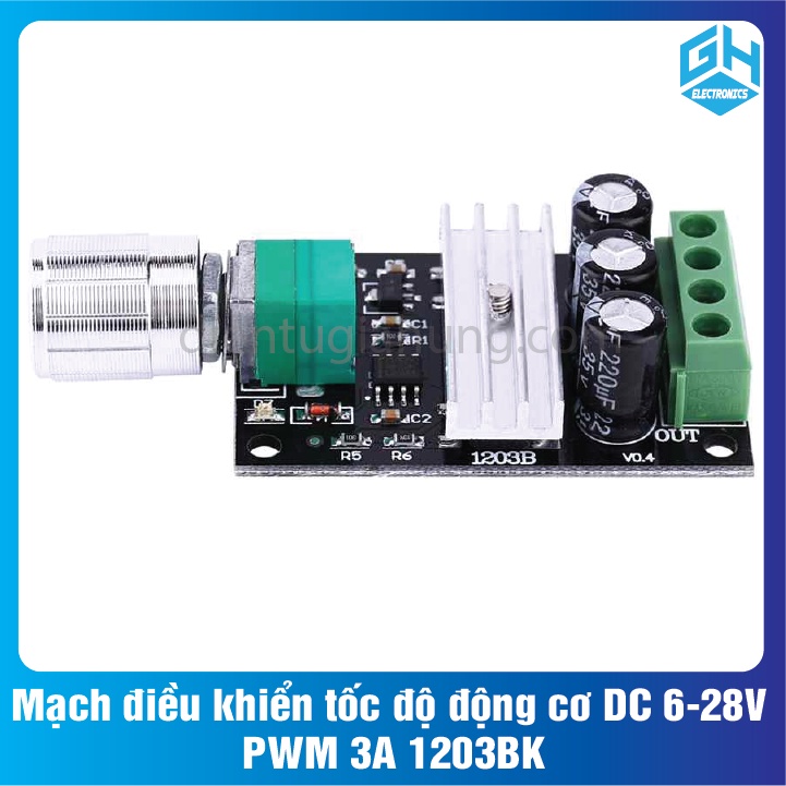 Module Mạch điều khiển tốc độ động cơ DC 6-28V - PWM 3A 1203BK | Shopee ...