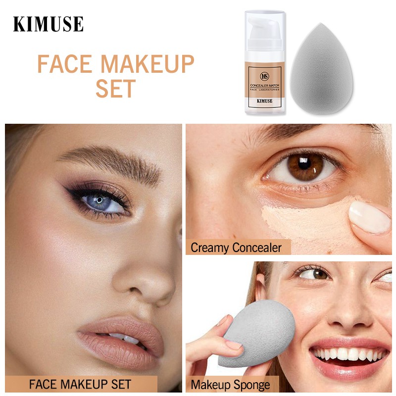 Ảnh Kem che khuyết điểm KIMUSE chống nước lâu trôi kèm mút trang điểm 50g 3