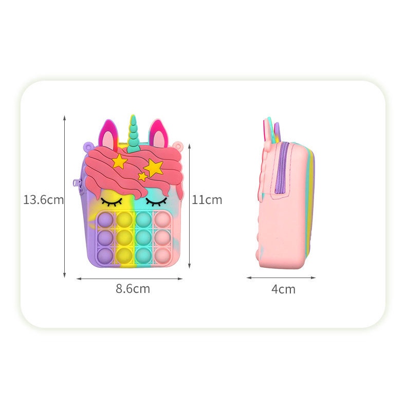 Túi đeo chéo Pioneer Bong bóng Silicone hinh Dâu Tây, Trái Thơm, ngựa Pony Cầu Vòng AX52