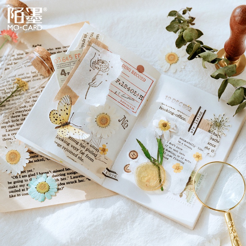 Sticker hoa khô làm từ hoa thật vintage dán sổ retro mẫu hoa lá HD113-K61 DIY Crafts, Scrapbook, Journal, Thủ công