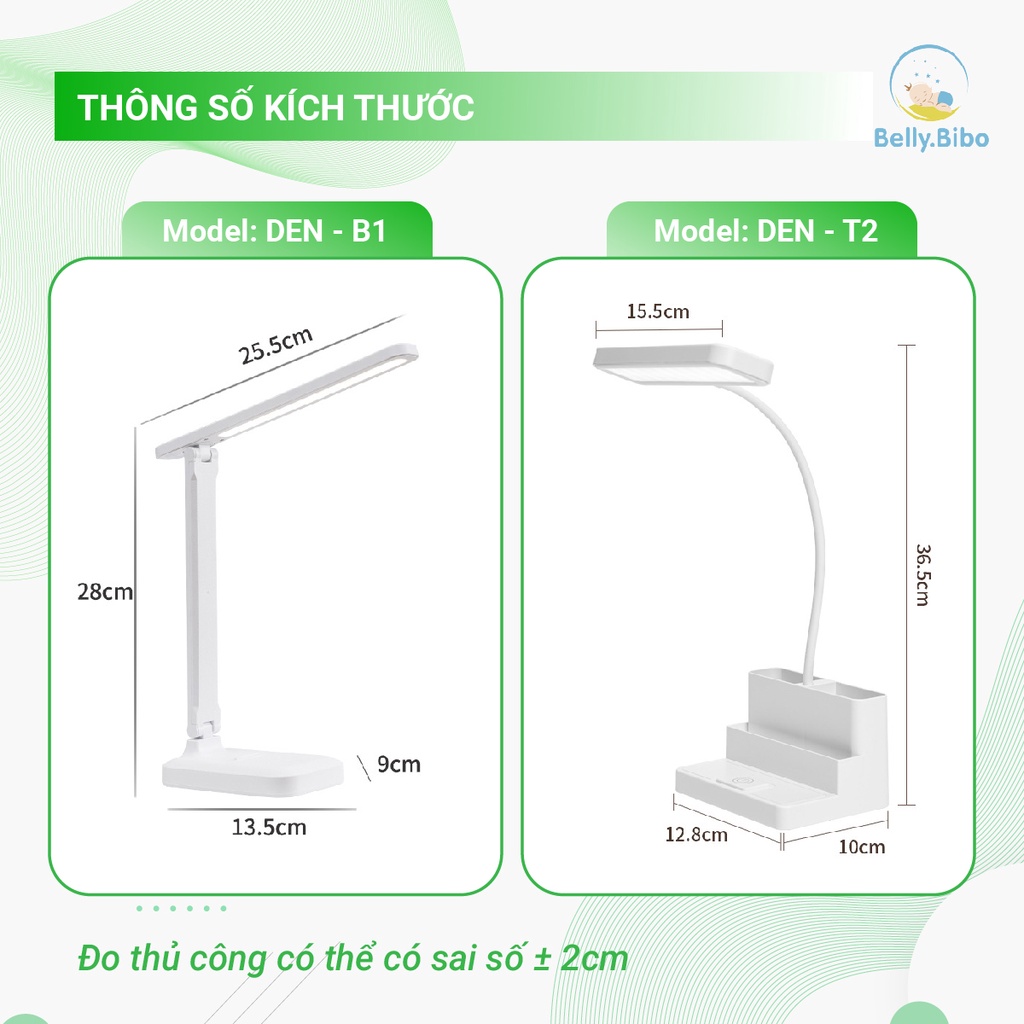 Đèn học để bàn tích điện Belly Baby, đèn bóng LED chống cận thị 3 màu ánh sáng đọc sách làm việc | BigBuy360 - bigbuy360.vn