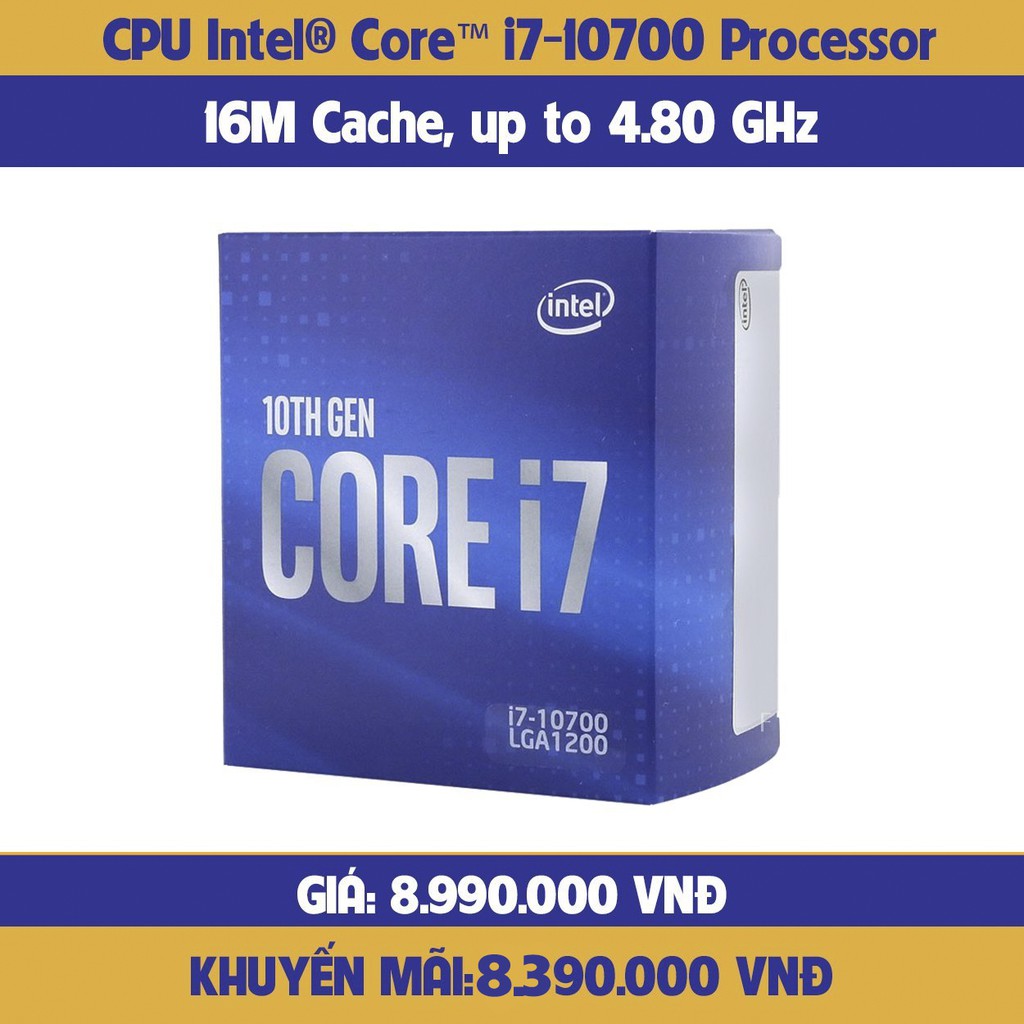 CPU Intel Core i7 10700 (2.9GHz turbo up to 4.8GHz, Full box chính hãng ...