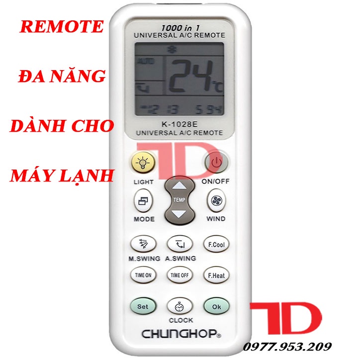 Remote điều hòa đa năng, điều khiển máy lạnh đa năng Chunghop K1028E Shopee Việt Nam