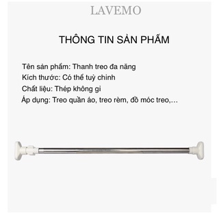 Thanh Treo Đa Năng LAVEMO Thanh Treo Quần Áo Không Khoan Tường Inox TT01