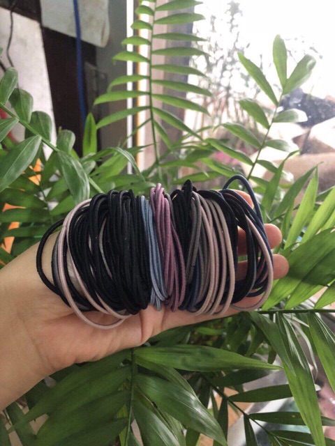 Set 100 Dây Chun Buộc Tóc Trơn Dựng Túi Zip Mix Màu