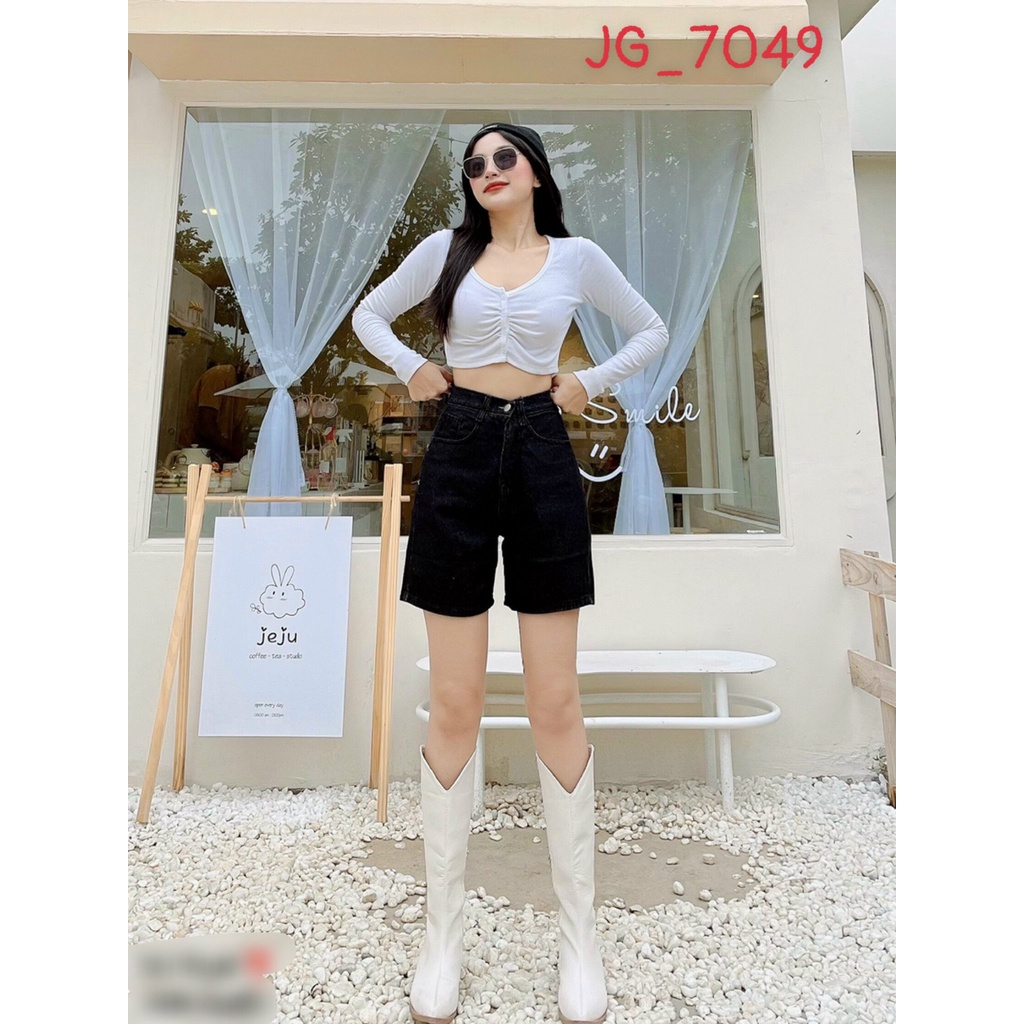 Quần Short Jean Dành Cho Nữ Hai Màu Đen Xám JEAGOVN JG 7048