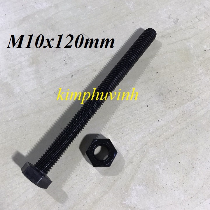 05 BỘ - 10x120mm BULONG THÉP ĐEN - BULON ĐEN 8.8 ( BULON + TÁN ...
