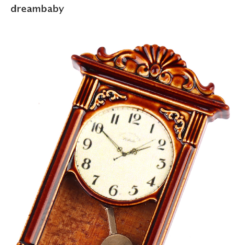 [dreambaby] Đồng hồ treo tường thu nhỏ nhà búp bê 1: 12 Miniaturas Phụ kiện trang trí nội thất