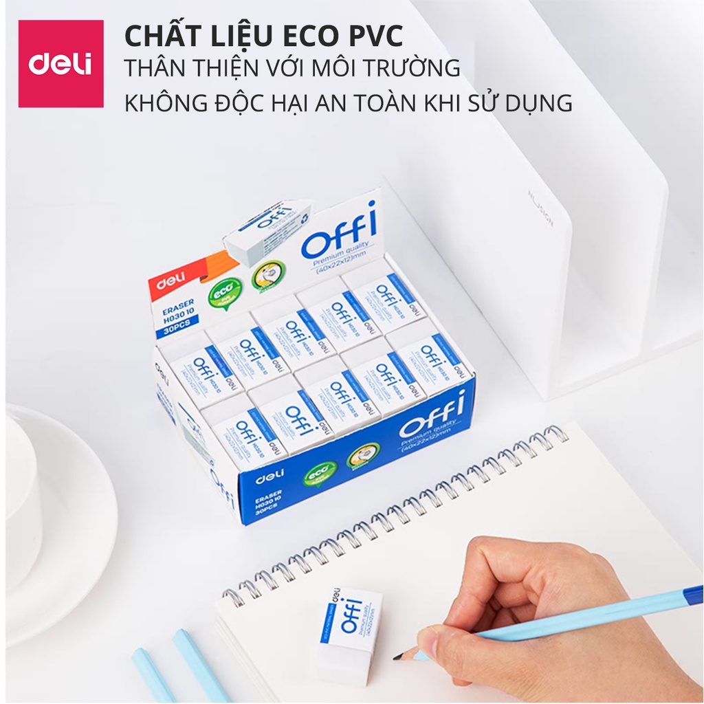 Ảnh Gôm Tẩy Deli Màu Trắng - Tẩy Sạch Ít Vụn Tẩy - Phù Hợp Cho Học Sinh, Sinh Viên, Văn Phòng Thi Trắc Nghiệm, Vẽ, Ghi Chép 3