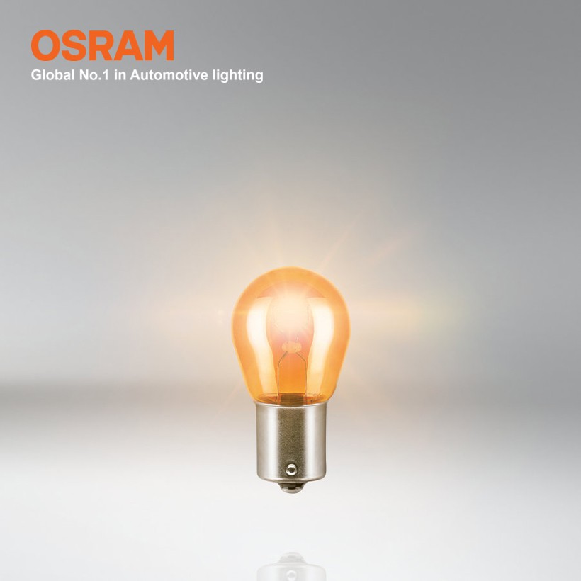Combo 2 Bóng Đèn Sau 1 Tim Halogen OSRAM Original Dùng Cho Xe Ô Tô Chân PY21W 12V 21W 7507-02B (BAU15S) (Chân Xéo) Vàng