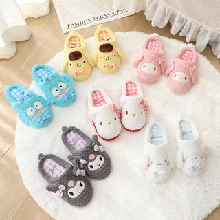 G13 Sanrio Hoạt Hình Sang Trọng Dép KT Kuromi Cinnamoroll Hangyodon Purin Giai Điệu Nhồi Bông Giày Chống Trơn Trượt Ấm Áp G13