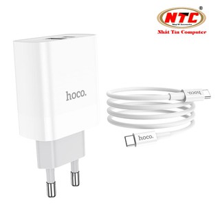 Bộ cốc 2 cổng kèm cáp sạc TypeC to TypeC Hoco C80A cổng USB QC 3.0 và TypeC PD 20W (Trắng) - Phụ Kiện Nhất Tín