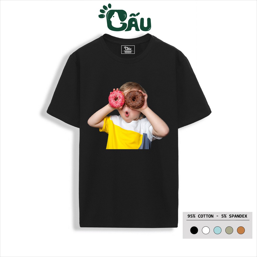 Áo thun Nam GẤU194 cổ tròn tay ngắn vải coton co dãn, dày dặn, form regular fit – BABY FACE DONUTS
