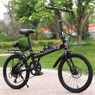 Xe đạp gấp Shibomei bánh 20inch, có chắn bùn và ghế ngồi sau - xe đạp số siêu nhẹ, tiện lợi -Kèm video, hình ảnh thực tế