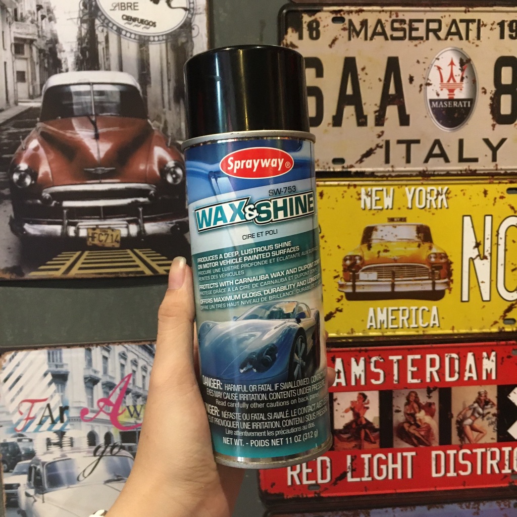 Chai Xịt Làm Sạch Và Đánh Bóng Sơn Xe Ô Tô Từ Mỹ Sprayway Wax & Shine 753 - 312g chamsocxestore