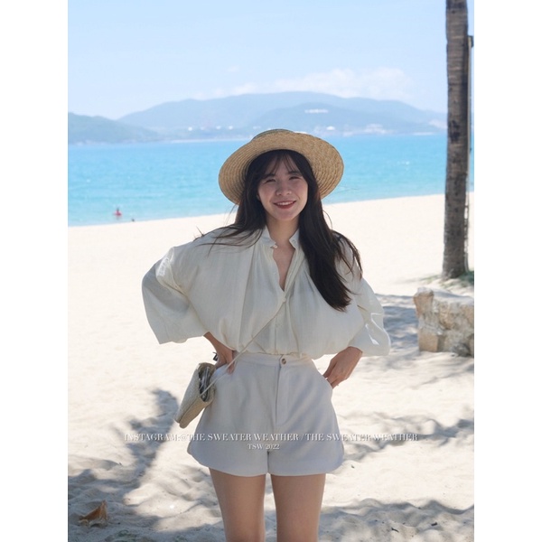 Quần short vải cut out vạt the.sweaterweather TSW (ảnh thật)