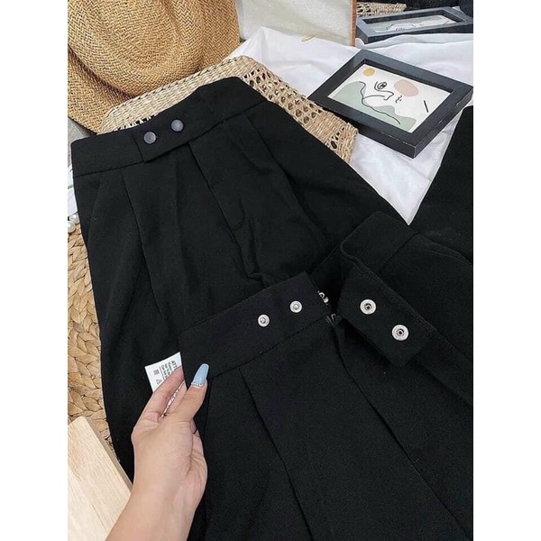 QUẦN BAGGY ỐNG ĐỨNG 2 CÚC BẤM mã 017