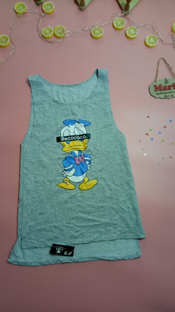 Áo tanktop form dài in hình (sẵn)